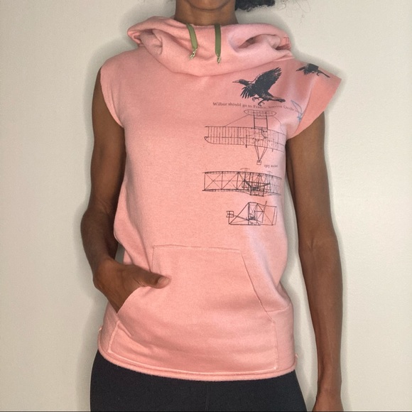 Dear Pony Pink Hoodie with Cut Off Sleeves Shirt - Picture 3 of 12
